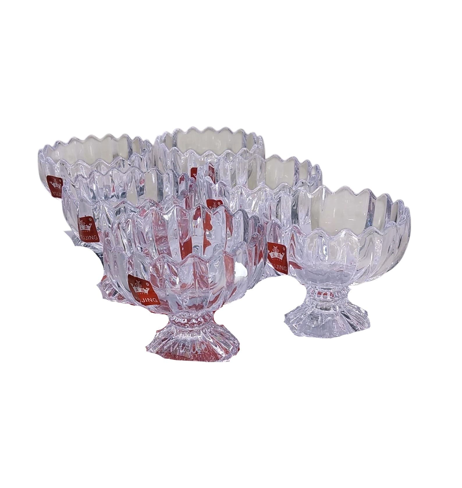 Dondurma qabı dəsti Yujing Glass Ware YJZJ-60801, 6 əd, şəffaf