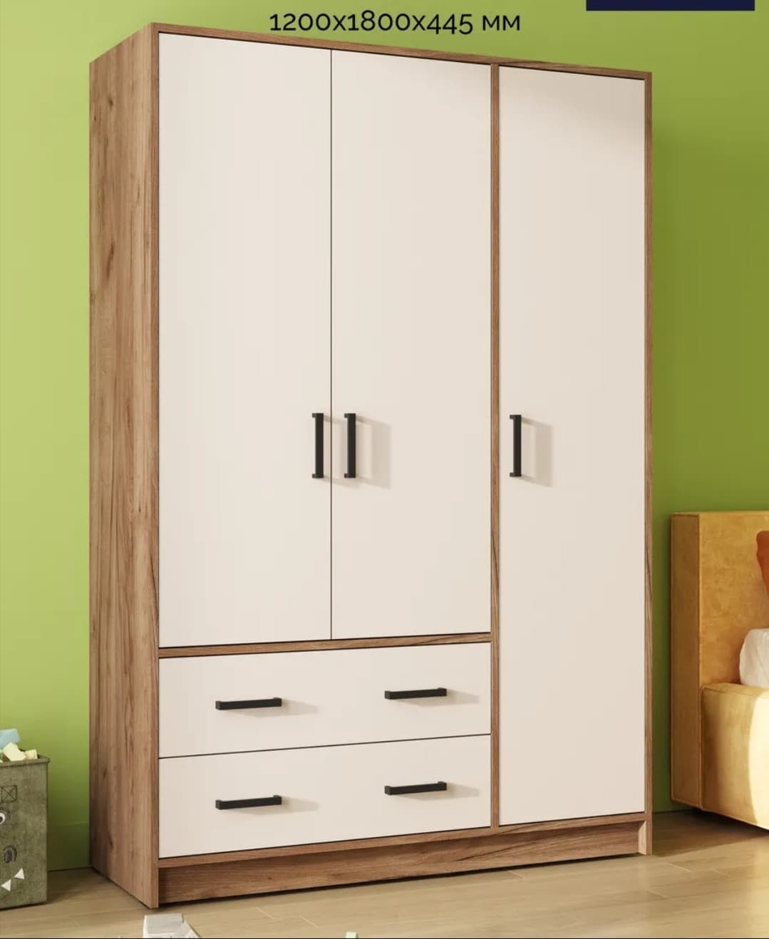 Şkaf S012, laminat, bej, 120x45x180 sm