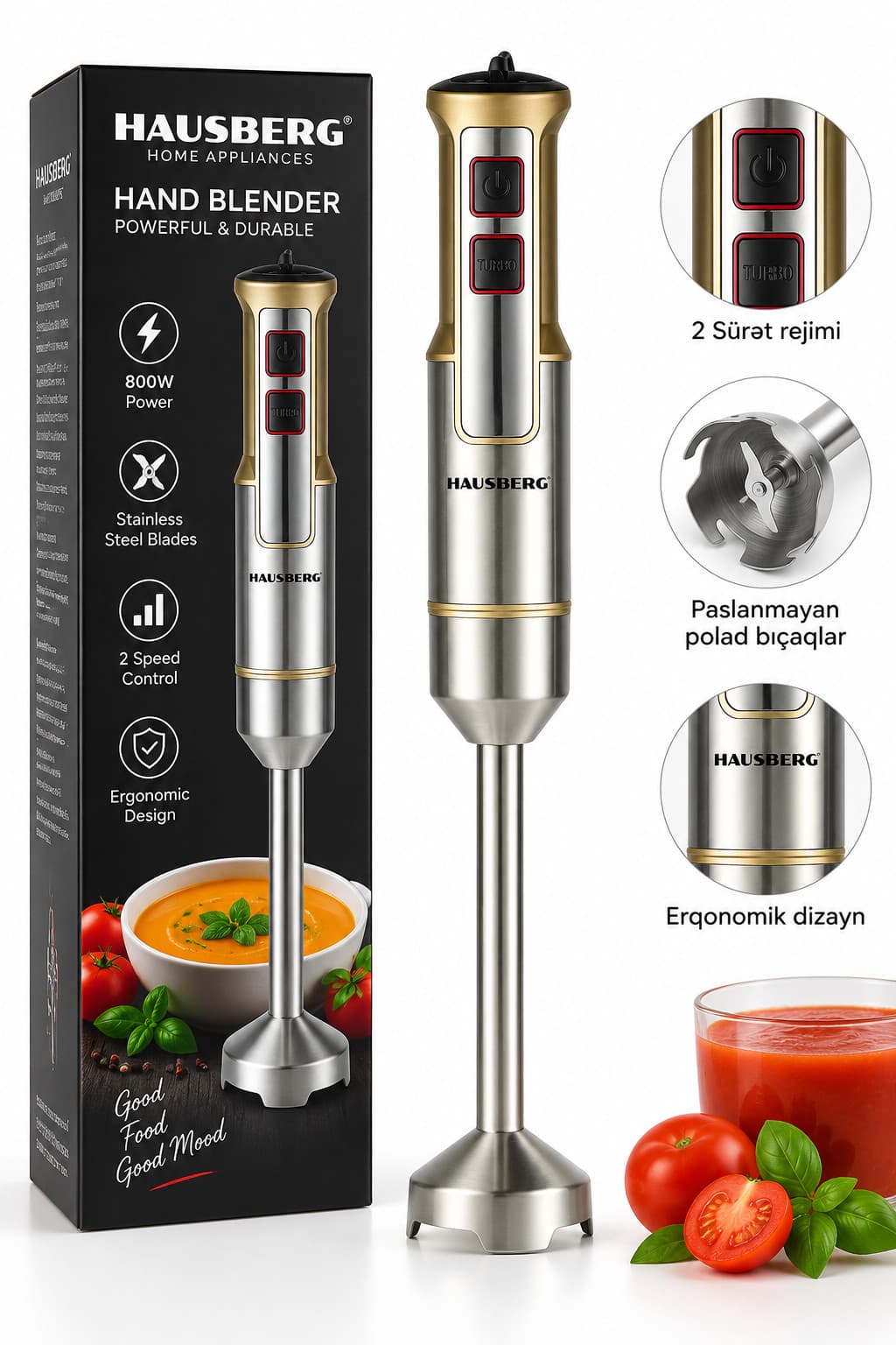 Blender Hausberg, Salınma, 800 Vt, Gümüşü