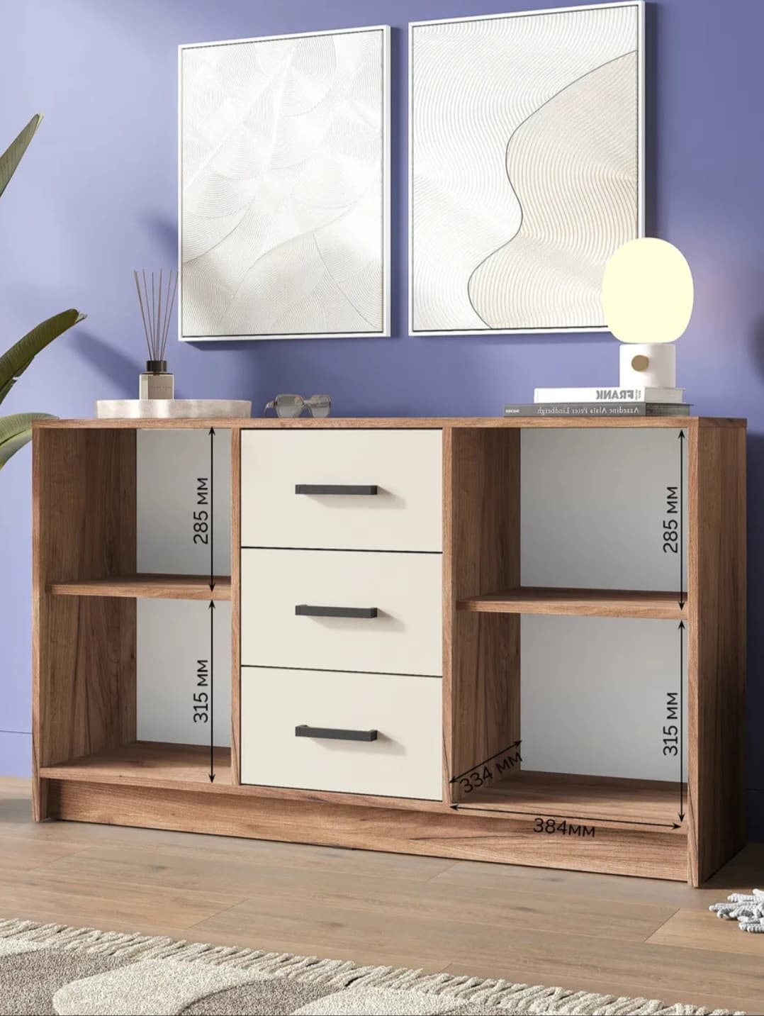 Komod s013, laminat, bej/qəhvəyi, 120x73x33.5 sm — изображение 6