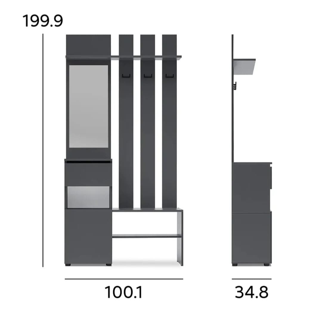 Şkaf, laminat, antrasit, 200x100x35 sm — image 4