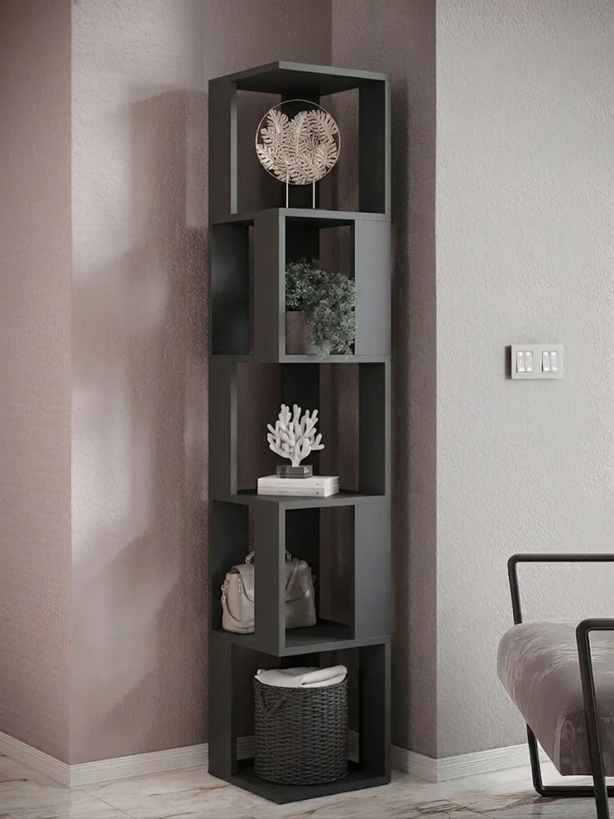 Stellaj, Laminat, Antrasit, 180x35x35 sm