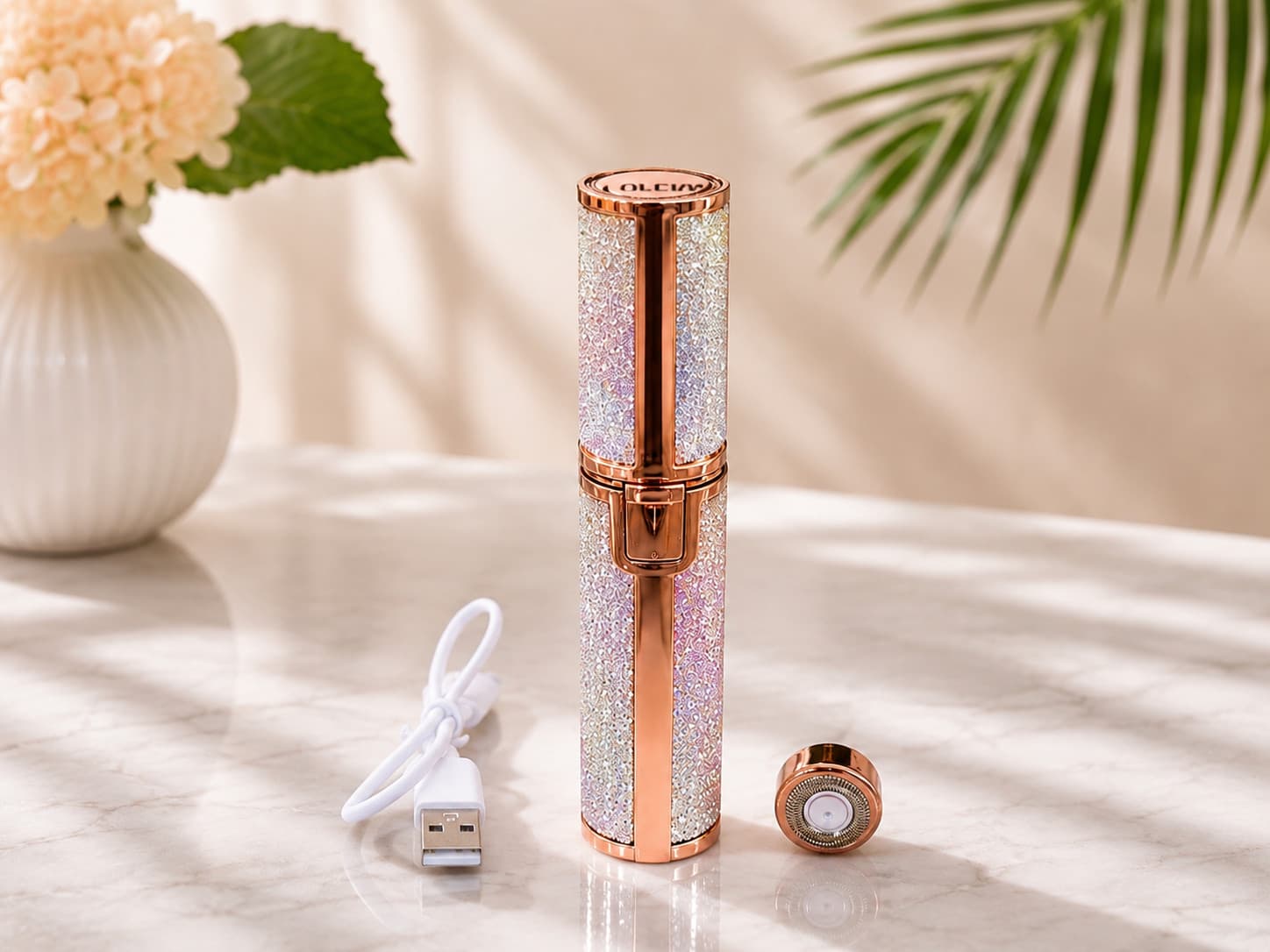 Üz üçün qadın epilyatoru USB quru rozə qızılı