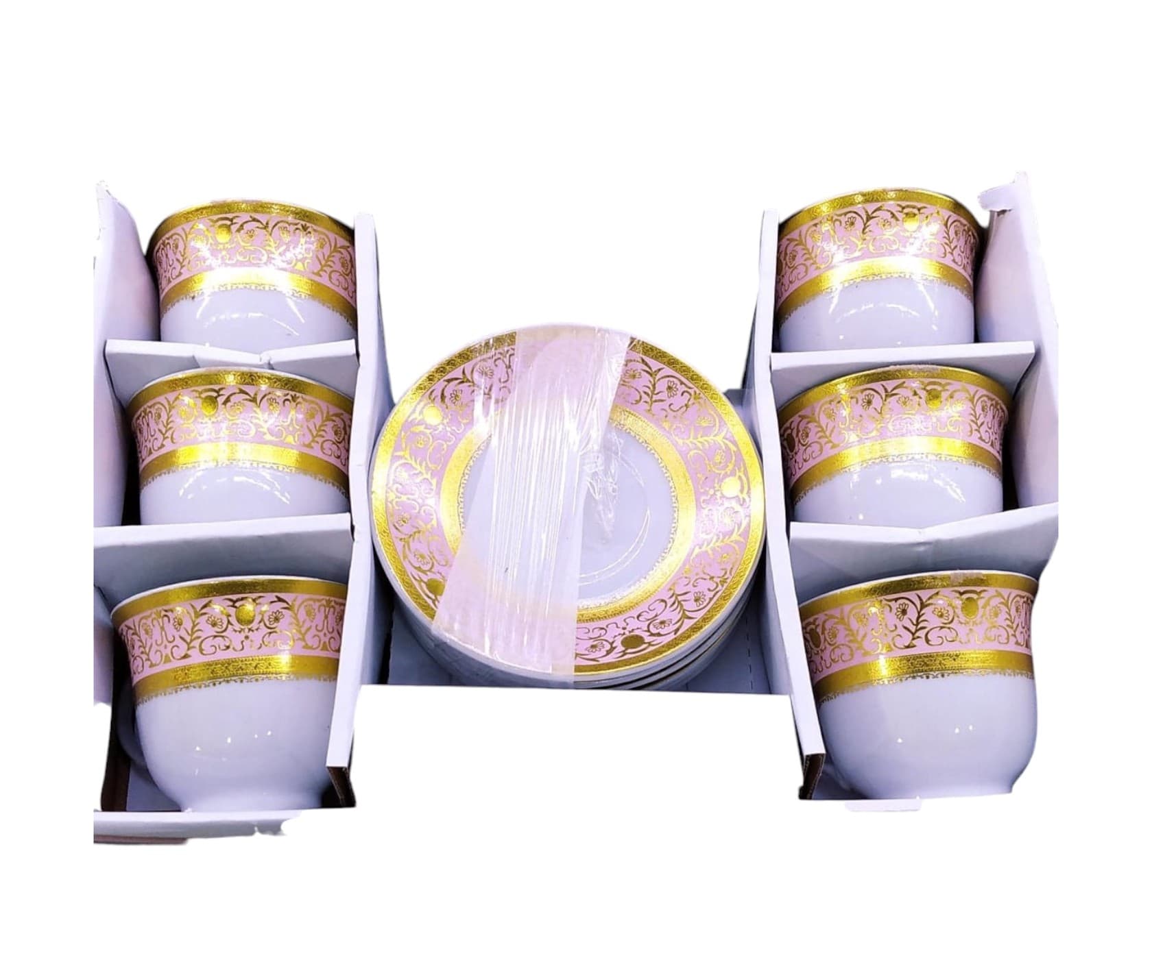 Çay dəsti Green PC-0090, qızılı/ağ, 6 nəfərlik