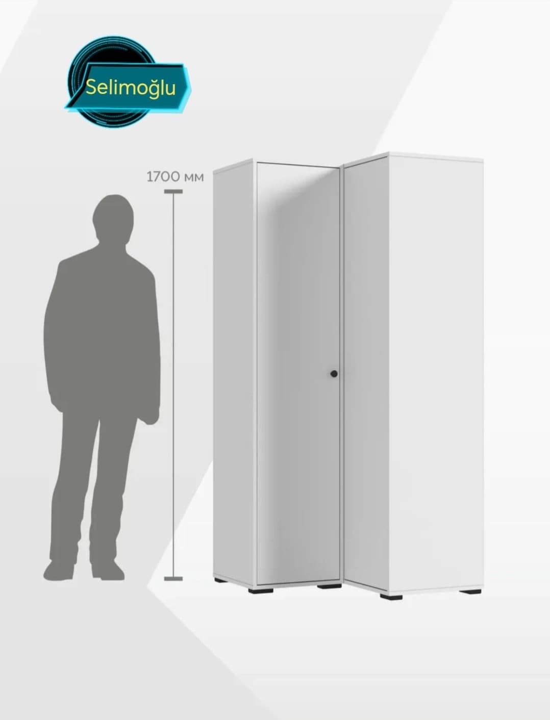 Döşəməüstü dolab SO00001, laminat, 85x46x180 sm, ağ — изображение 4