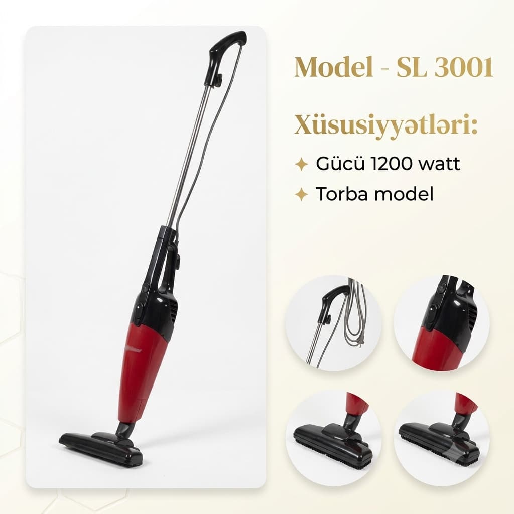 Simli vertikal tozsoran Silver SL 3001,qırmızı