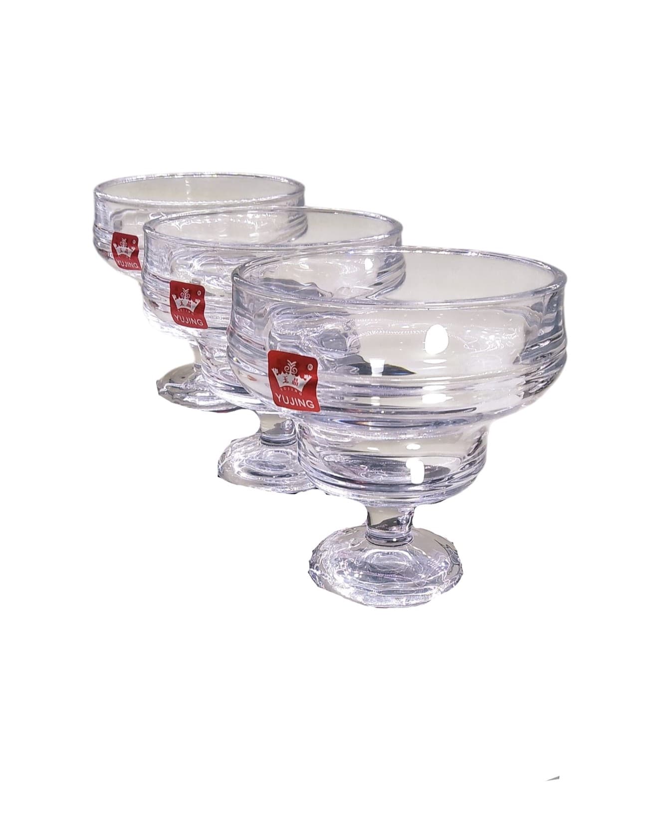 Dondurma qabı dəsti Yujing Glass Ware YJZJ-6804, 3 əd, şəffaf