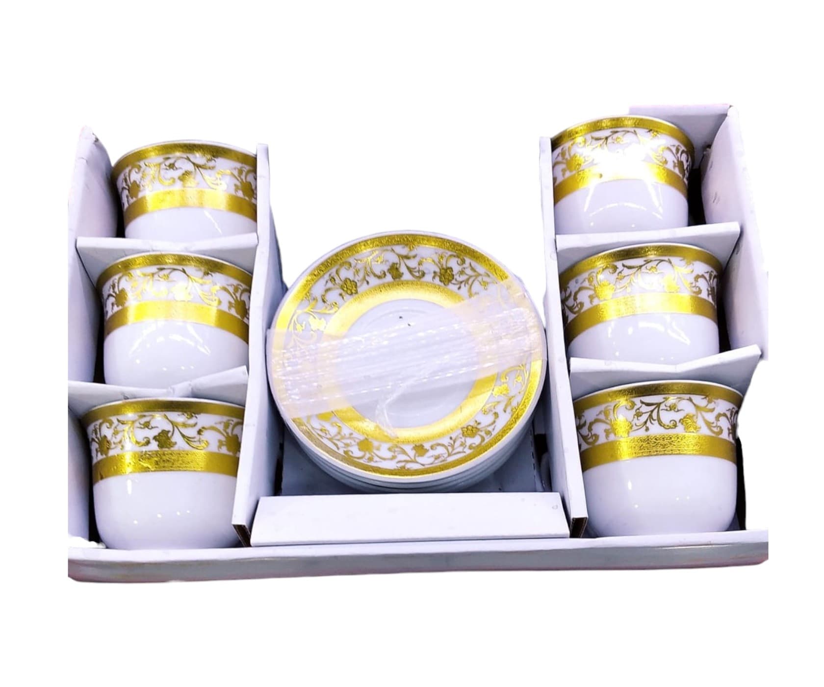 Çay dəsti Green PC-0095, qızılı/ağ, 6 nəfərlik