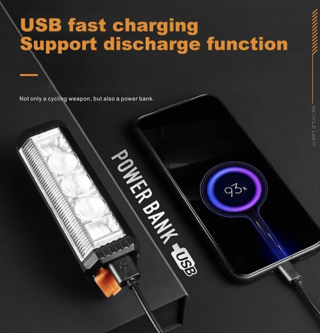 Velosiped fənəri Power Bank USB Ppower97 dəmir korpus