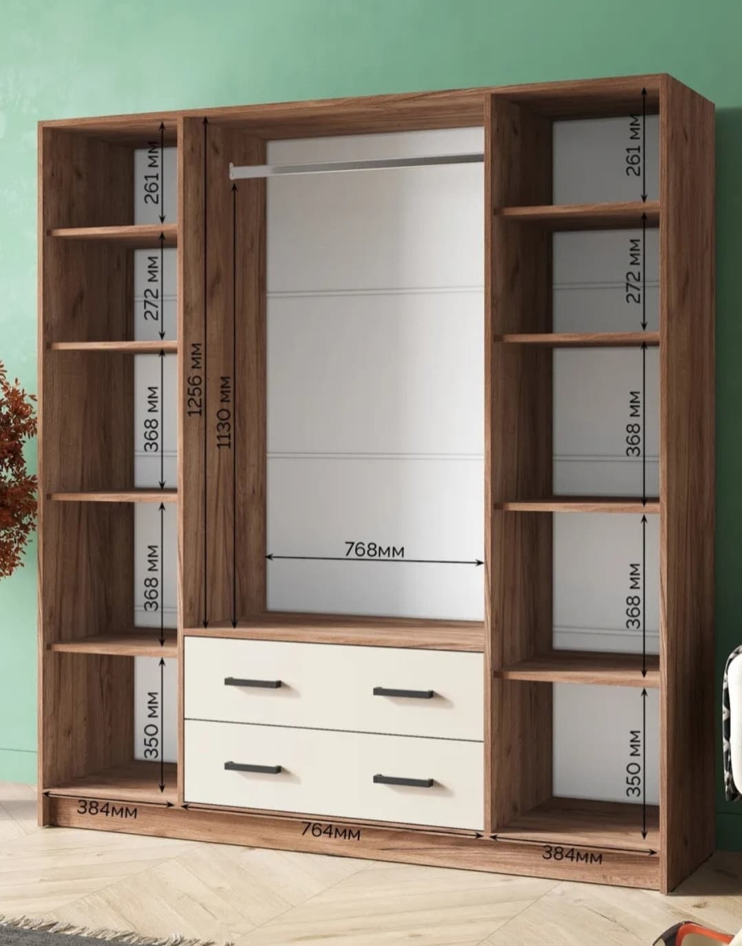 Şkaf 2566309, laminat, krem/votan, 180x160x45 sm — image 7